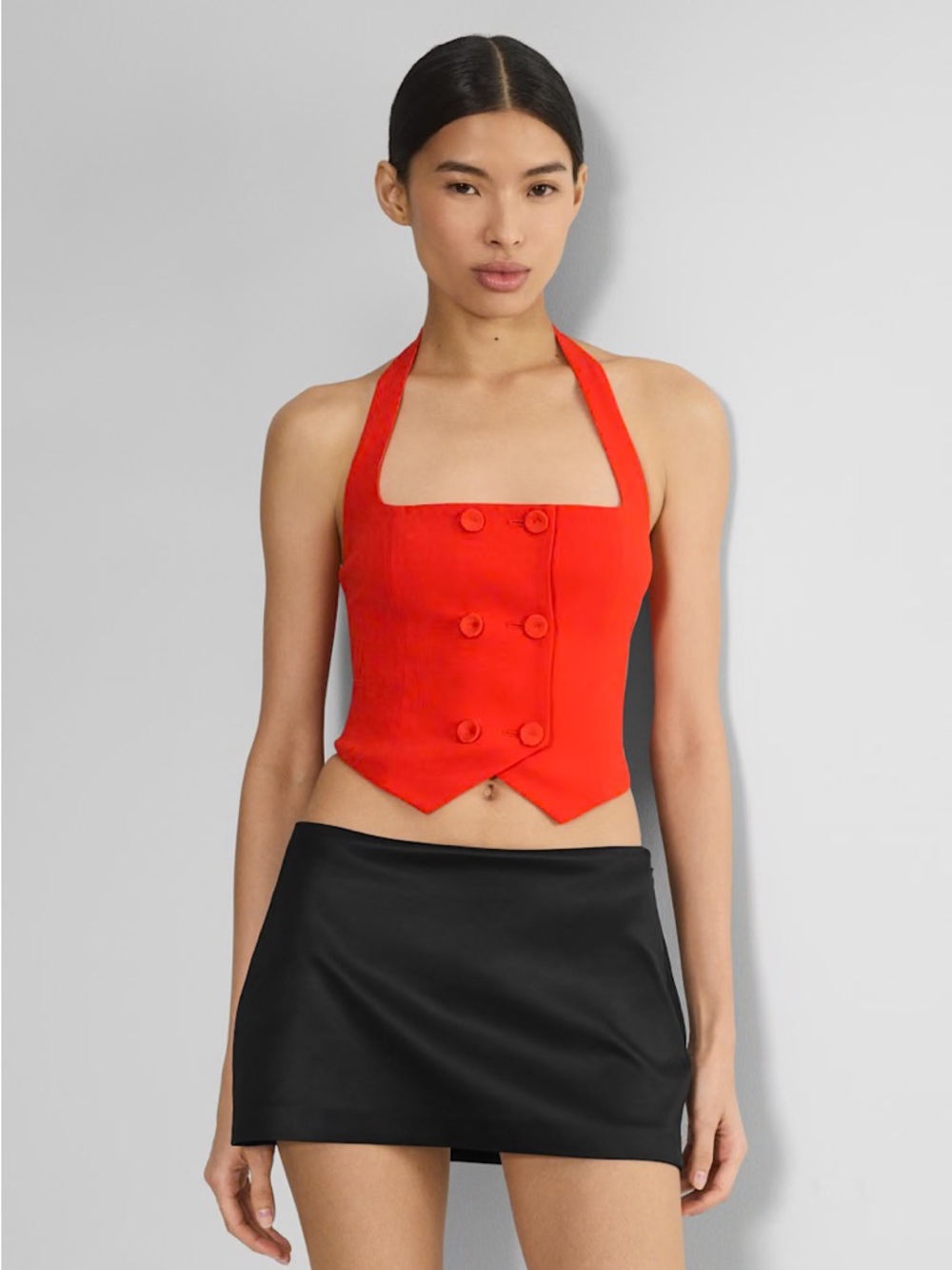 Aritzia Red Halter Double-Breasted Corset Top (Size 6)